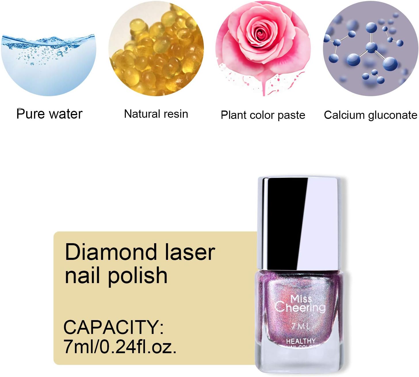 Ownest Holographic Nail Polish, Gorgeous Glossy Holographic Halo Glitter Polish Nail Art Nail Pigment Diamond Laser Nail Polish -LS06 : Beauty