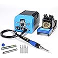 YIHUA 936A II Soldering Iron Station Kit, 65W with Intelligent Working Light. Easily Adjustable from 392℉～896℉. With Plug-in Iron Handle, a Solder Iron Stand, Solder Wire & 5 extra Solder Tips.