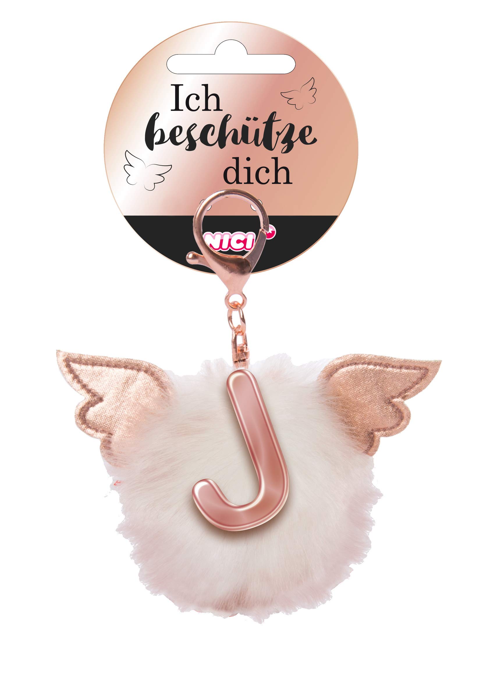 NICI 46979 Bag Pendant Protective Pompom Letter J White/Gold