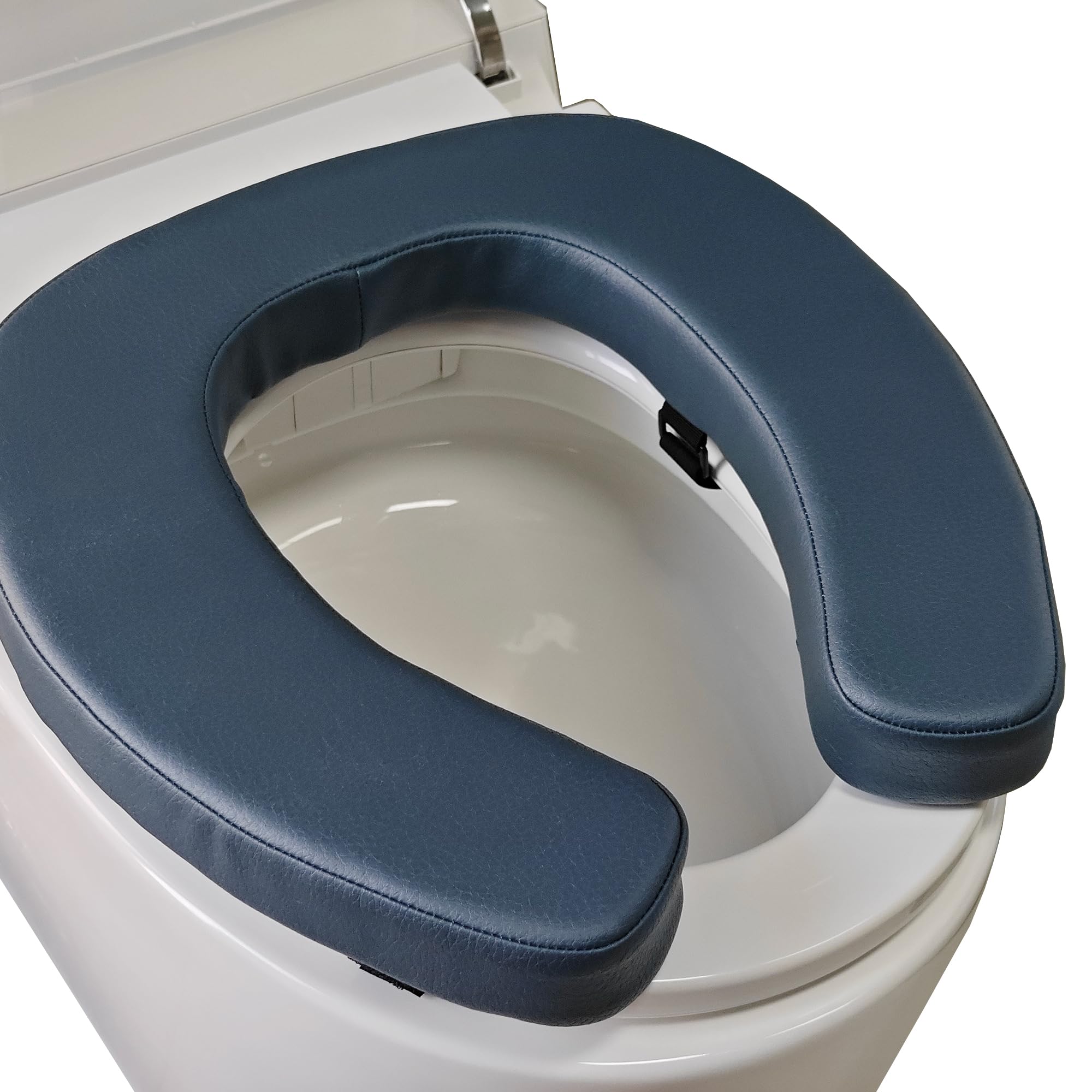 Photo 1 of Toilet Seat Cushion Toilet Seat Riser with 2-inch High-Density Foam Performance Microfiber Fabric-Suitable for Standard,Elongated Toilets Bedside Commode(Blue)