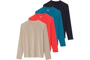 Real Essentials 4 Pack: Women's Rash Guard Sun Shirts – Long Sleeve UPF 50+ Quick Dry UV Protection Tops (Plus)