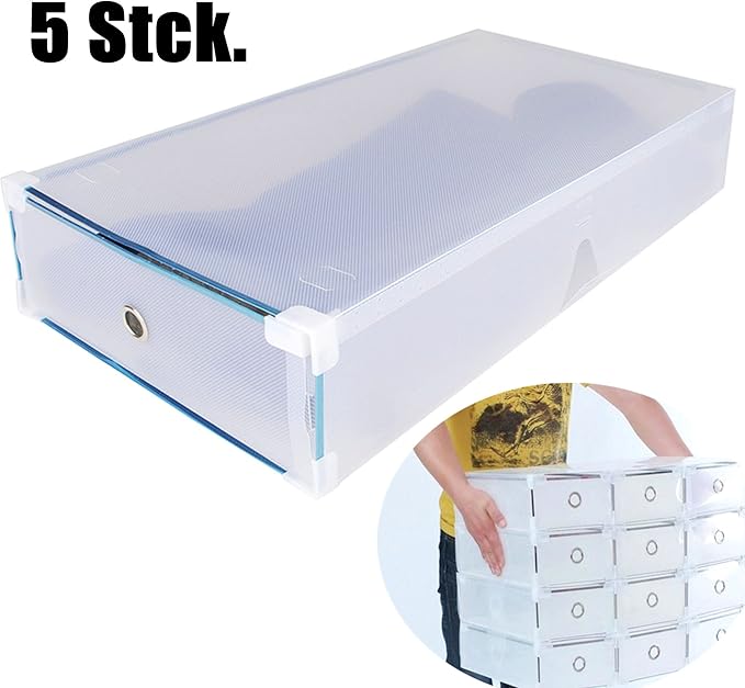 DynaSun Schuhboxen Set 30x - Transparente Aufbewahrungsboxen 9.7x18.5x30cm