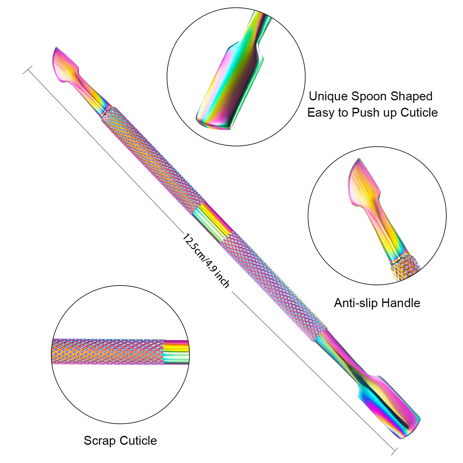 Bememo Cuticle Nipper with Cuticle Pusher Stainless Steel Cuticle Remover and Cutter Beauty Tool for Fingernails and Toenails (Chameleon): Beauty