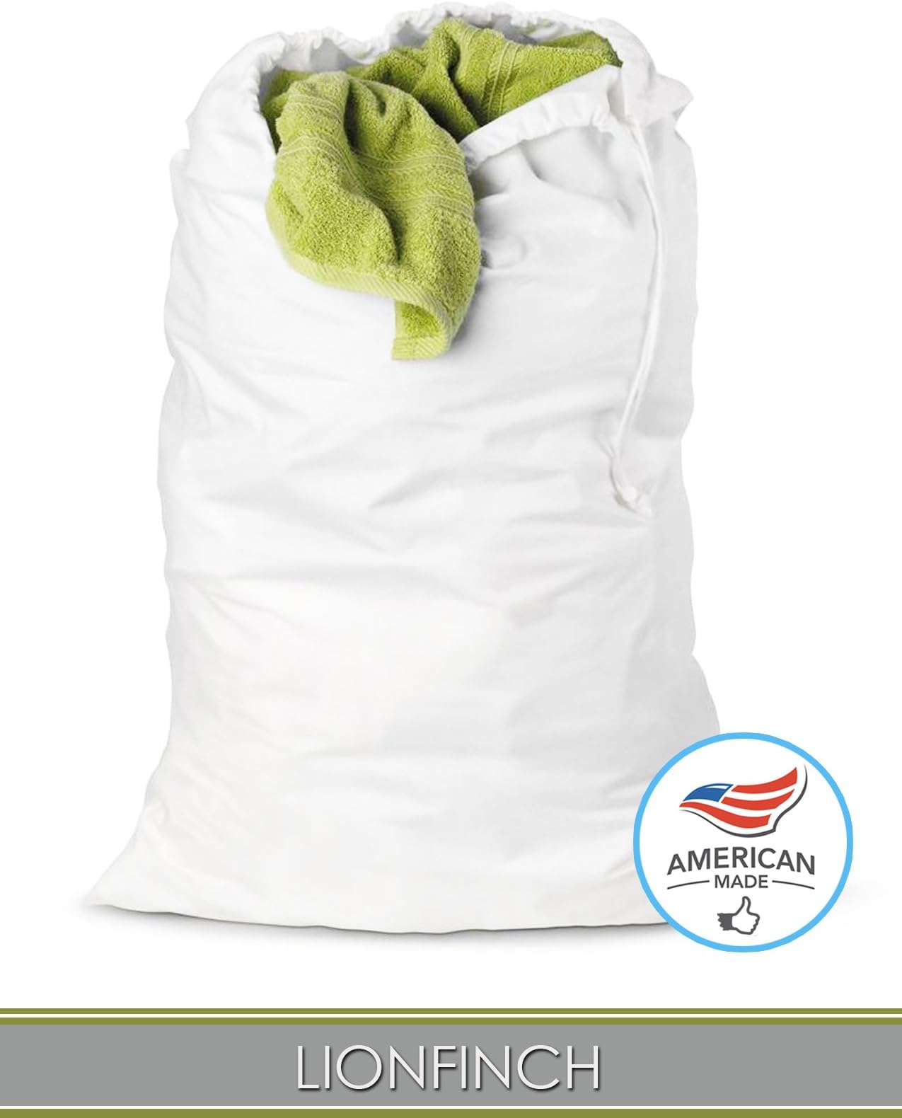 LionFinch Heavy Duty Laundry Bag or Hamper Liner. Extra Large 38” Tall x 28” Wide. Bright White Super Soft Canvas. Fits 5 Loads of Laundry and Easy to Wash and Dry. Proudly Made in California!