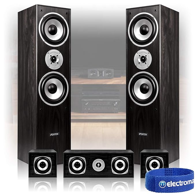 Skytronic 5.0 Black Surround Sound Speakers System HiFi Home Theatre