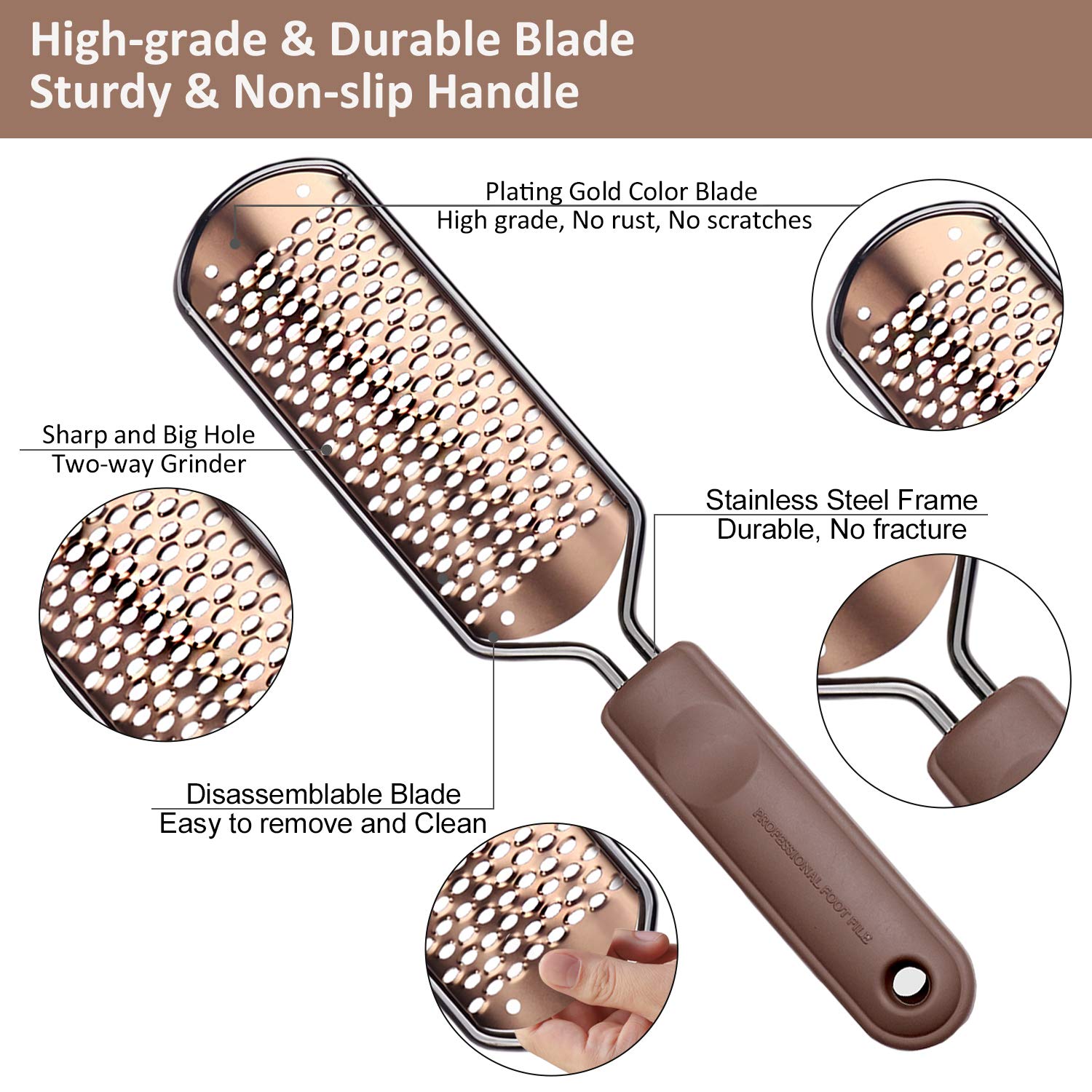 Pedicure Foot File Callus Remover - BTArtbox Large Foot Rasp Colossal Foot Scrubber Professional Stainless Steel Callus File for Wet and Dry Feet : Beauty