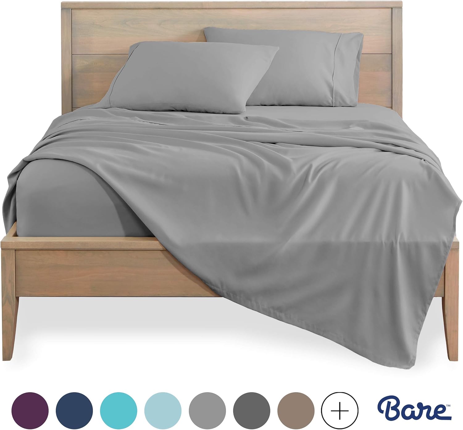 Bare Home Twin XL Sheet Set - College Dorm Size - Premium 1800 Ultra-Soft Microfiber Sheets Twin Extra Long - Double Brushed - Hypoallergenic - Wrinkle Resistant (Twin XL, Light Grey): Home & Kitchen