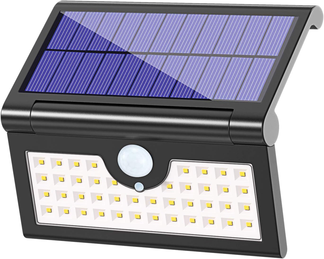 Foldable Solar Lights Outdoor 42 LED, Pobon Waterproof Super Bright [3 Lighting Modes] Motion Sensor Solar Security Light Portable LED Camping Lights for Driveway, Patio, Yard, Garden, Deck