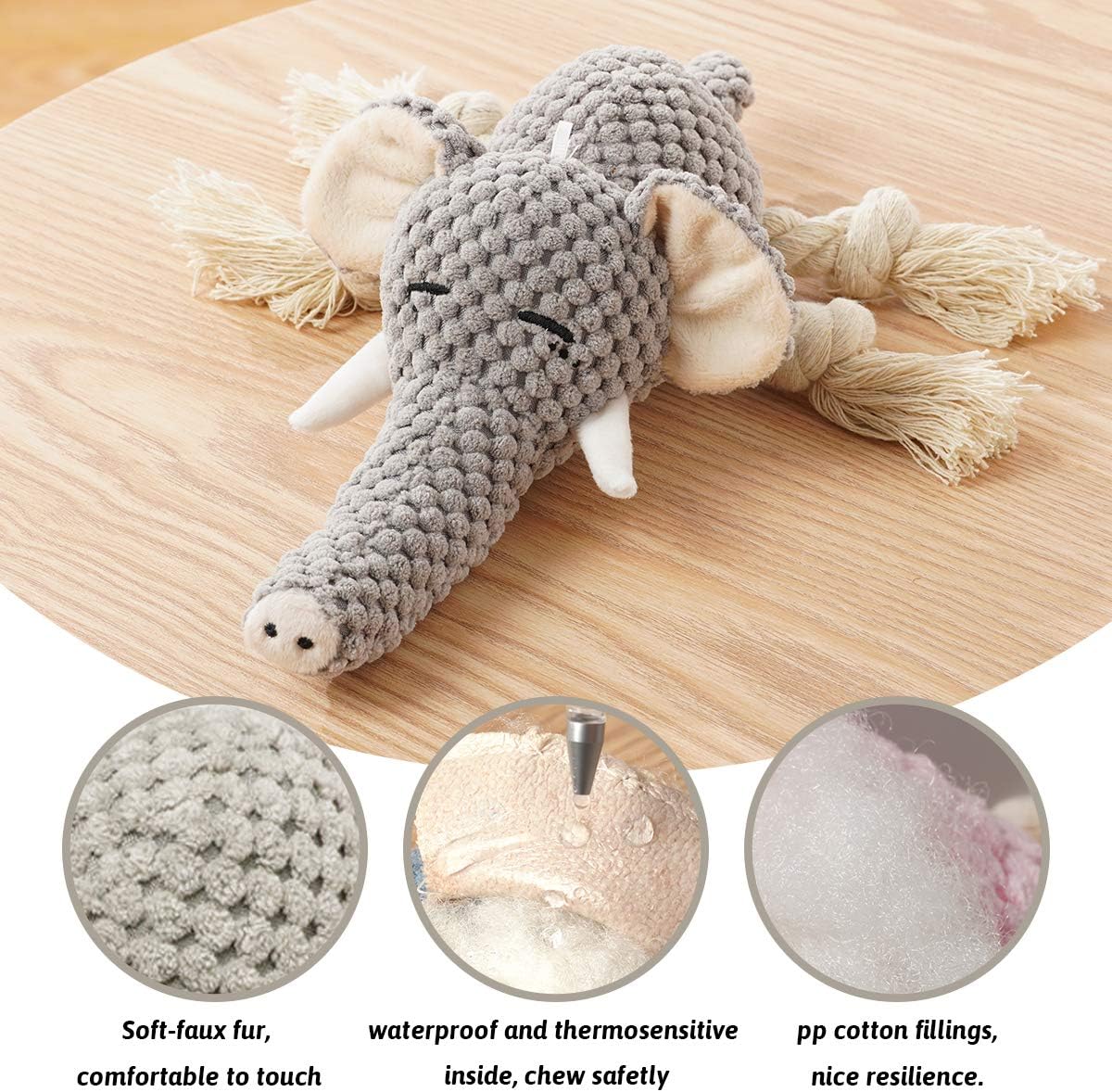 Kitchen & Dining : Plush Dog Toy, Squeaky Interactive Puppy Dog Toys with Crinkle Paper, Durable Chew Toys for Small and Medium Dogs with Elephant Shape : 