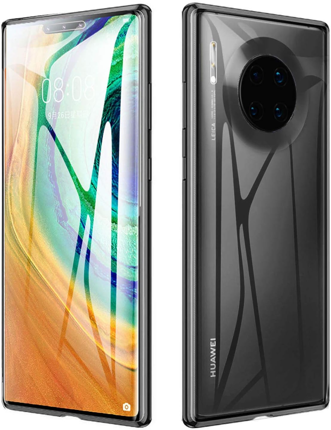 Magnetic Adsorption Case for Huawei Mate 30 Pro,Magnetic Clear Tempered Glass Cover with a Screen Protector360°Full Protection Ultra Slim Cover