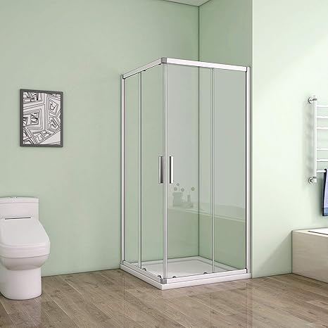Duschkabine Eckeinstieg 70x70cm Duschabtrennung Dusche Schiebetür Duschwand 6mm ESG Sicherheitsglas Höhe 185cm