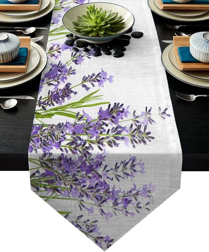 Libaoge Coffee Table Runner Purple Lavender Table Runner