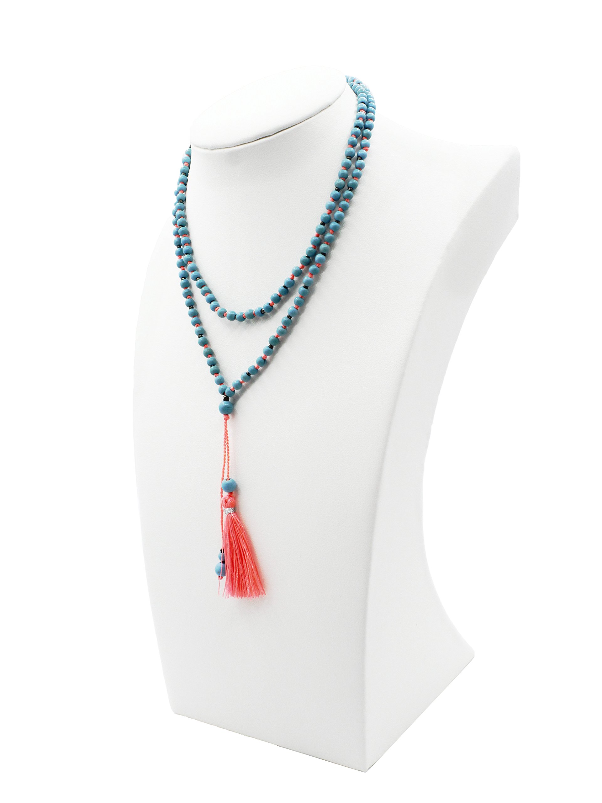 STAR BY QUEEN New Fashion Kallaite Stone Handmade Long Crystal Bead Chain Necklace with Tassel Pendant Sweater Neckalce
