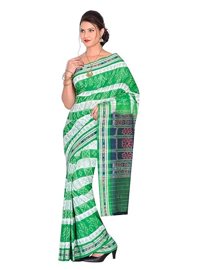 ODISHA HANDLOOM Womens Sambalpuri Ikat Cotton Saree (Blue)
