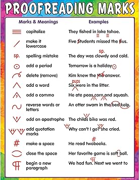 Amazon Com Teacher Created Resources Proofreading Marks Chart Multi Color 7696 Themed Classroom Displays And Decoration Office Products