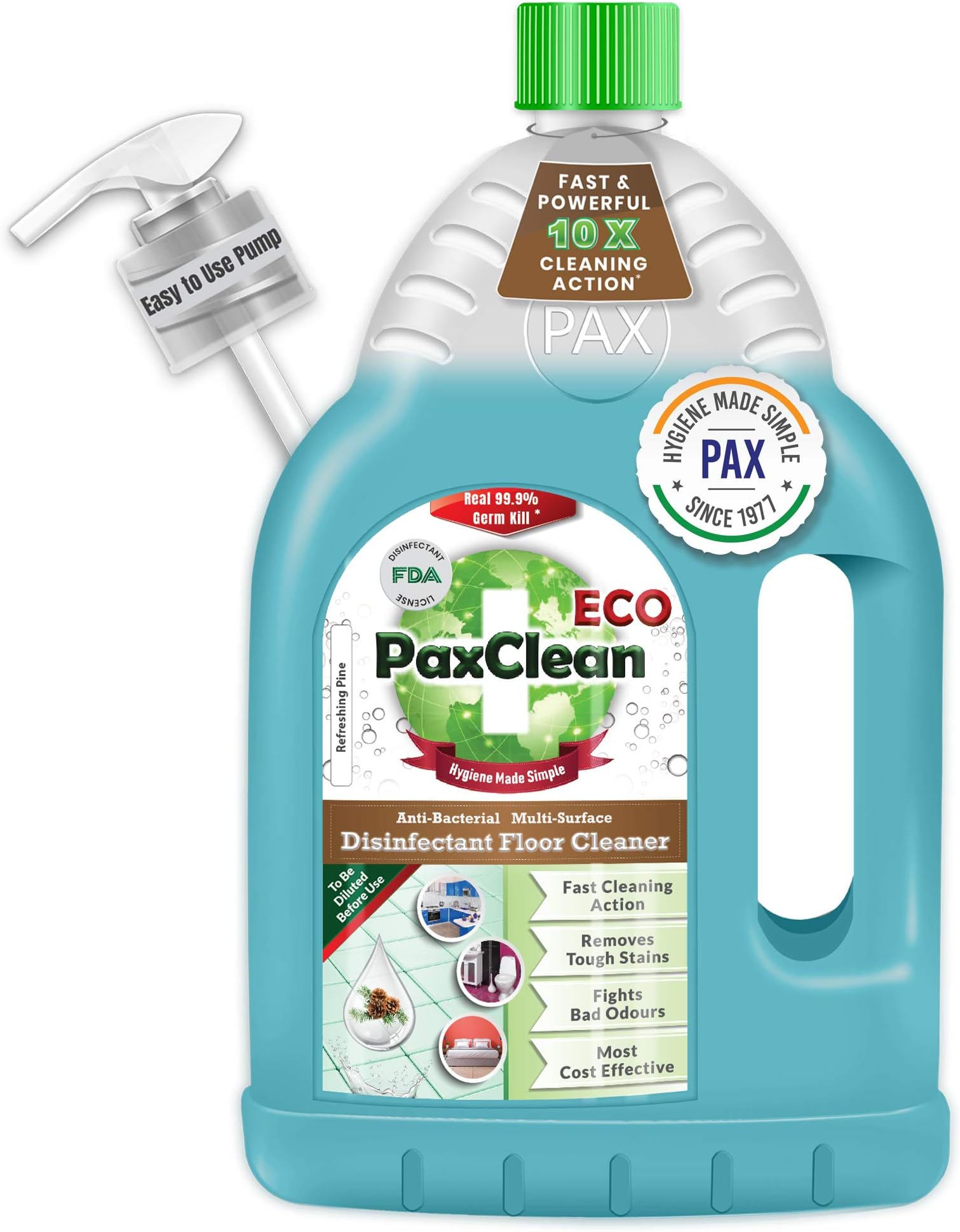 PaxClean ECO Multi Surface Disinfectant Floor Cleaner (Pine), 2L