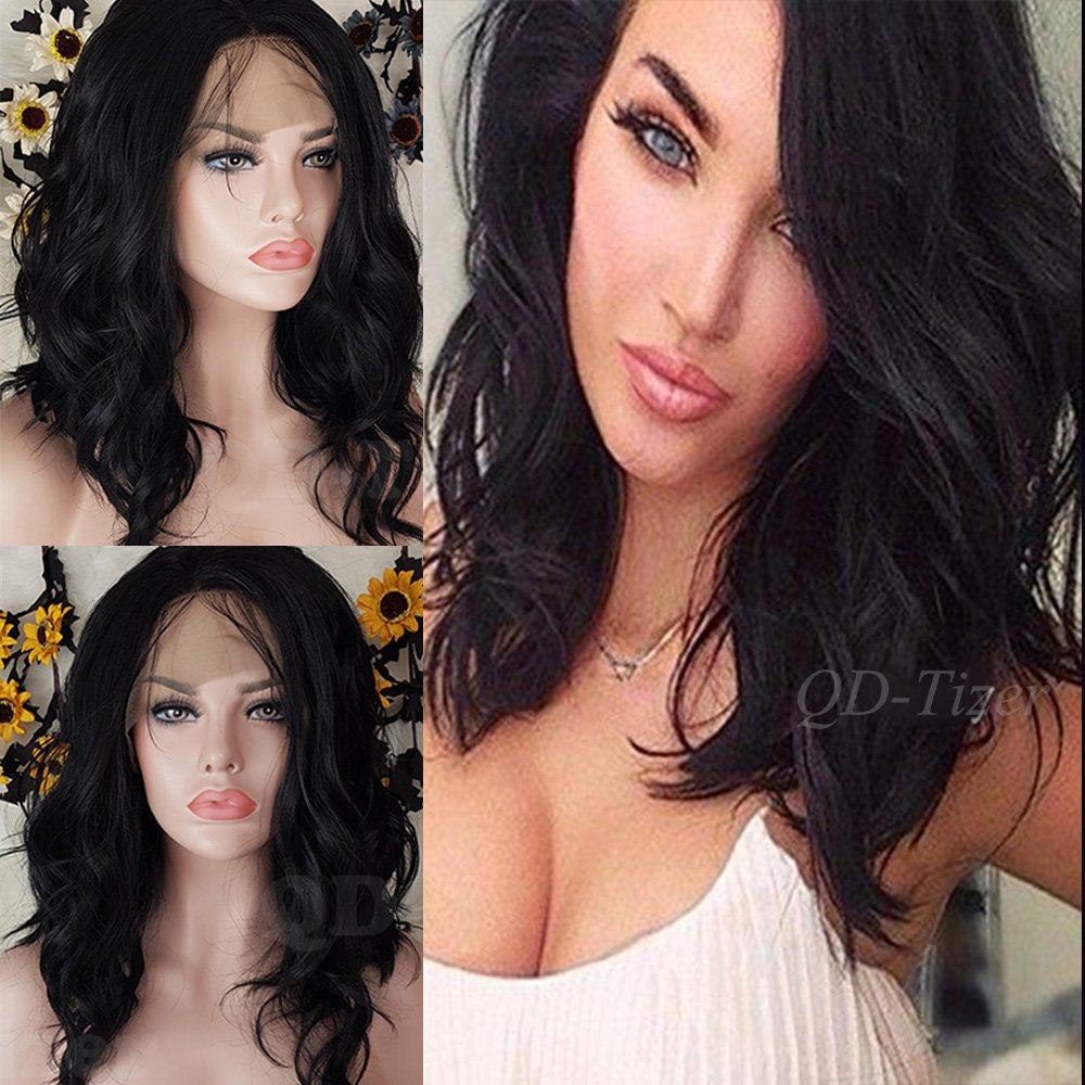 qd tizer Natürliche kurz gewellt Hair Synthetische Lace Front Perücke schwarz Bob gewellt Perücken für Mode Frauen 45 7 cm Amazon Beauty