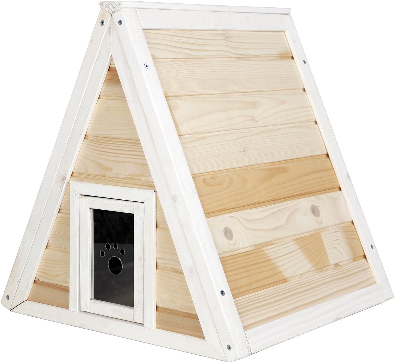 Petsfit Outdoor Triangle Cat House with Escape Door for 1-2 Cats : Pet Supplies