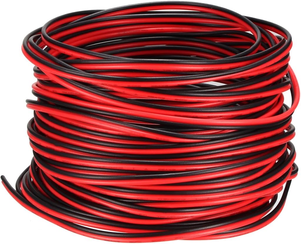 sourcing map Red Black Wire 2pin Extension Cable Cord 26 AWG Parallel Wire Tin Plated Copper 10M Length for LED Strip Light