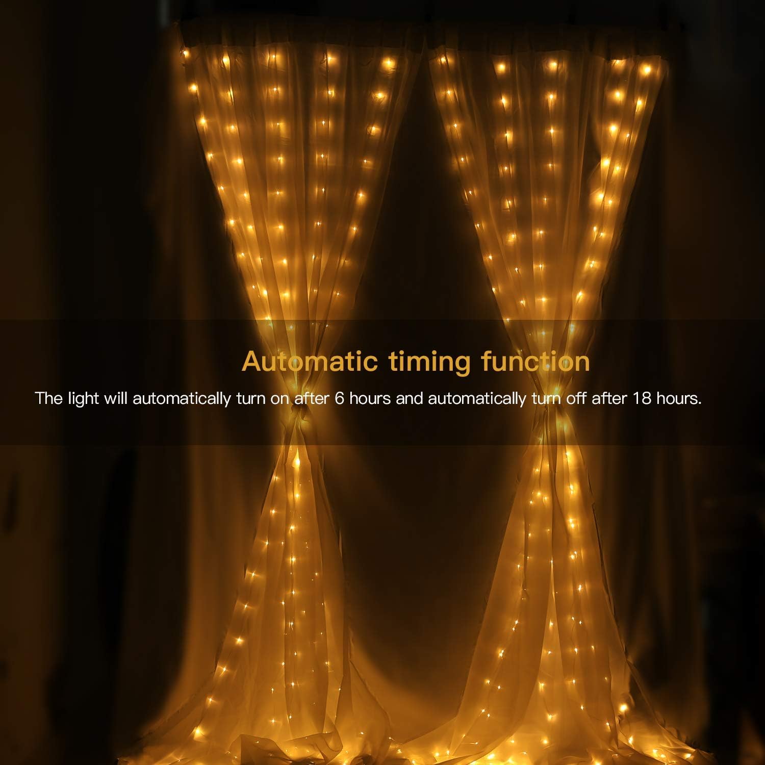 CORST 2M X 2M Curtain Lights for Bedroom Battery Powered,Window Curtain Lights Indoor Oudoor,Waterfall Hanging Backdrop Fairy Light Wall Lights - Image 4