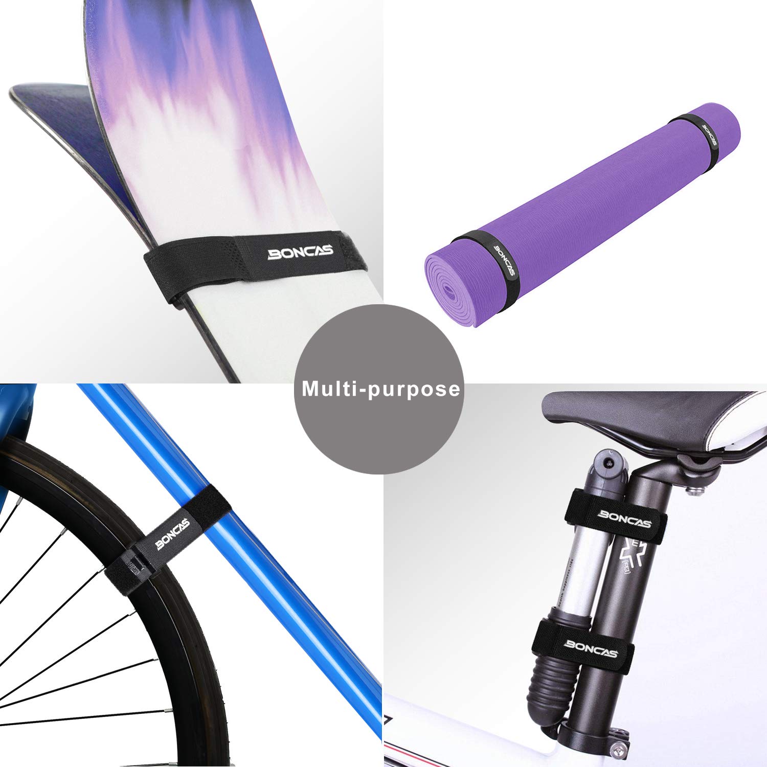 Boncas Adjustable Bike Rack Strap Bicycle Wheel Stabilizer Straps with Innovative Gel Grip Keep