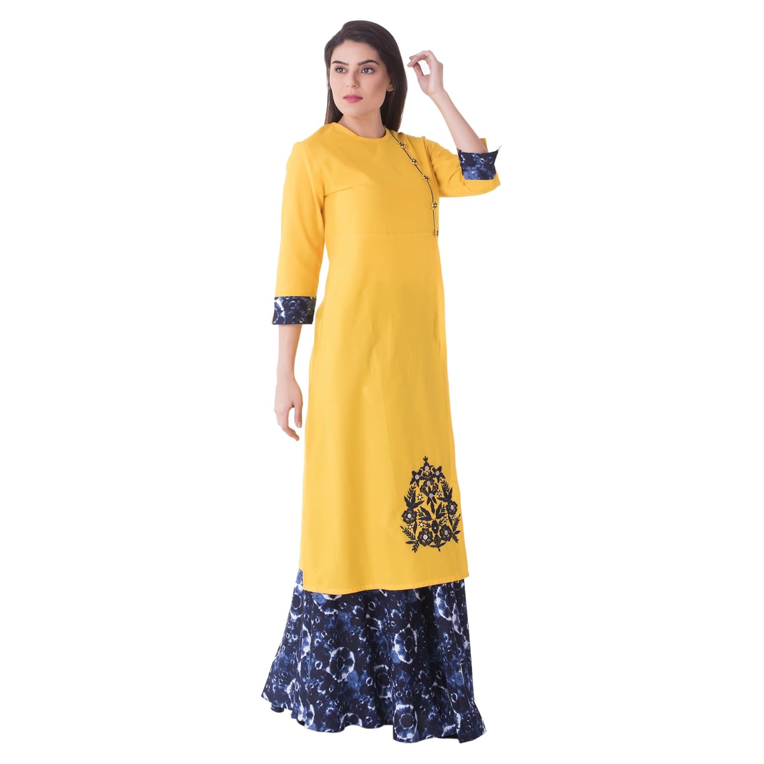 khushal k women's rayon printed kurta with skirt