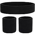 ONUPGO Sweatband Set Sports Headband Wristband Set Sweatbands Terry Cloth Wristband Wrist Sweatband Headbands Moisture Wicking Sweat Absorbing Head Band