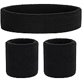 ONUPGO Sweatband Set Sports Headband Wristband Set Sweatbands Terry Cloth Wristband Wrist Sweatband Headbands Moisture Wicking Sweat Absorbing Head Band