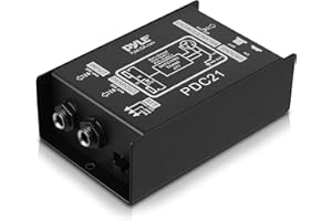 Pyle Premium Direct Injection Audio Box - 2.36" x 4.09" Passive DI Unit Hum Eliminator w/ Input Attenuator to Connect Guitar & Bass, 1/4'' Impedance Transformer Connector to Balanced & Unbalanced XLR