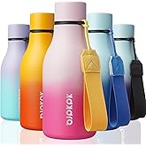 BJPKPK Insulated Water Bottles, 12oz Stainless Steel Metal Water Bottle with Strap, BPA Free Leak Proof Jugs, Mugs, Flasks, Reusable Thermal Flasks for Sports & Travel, Sakura