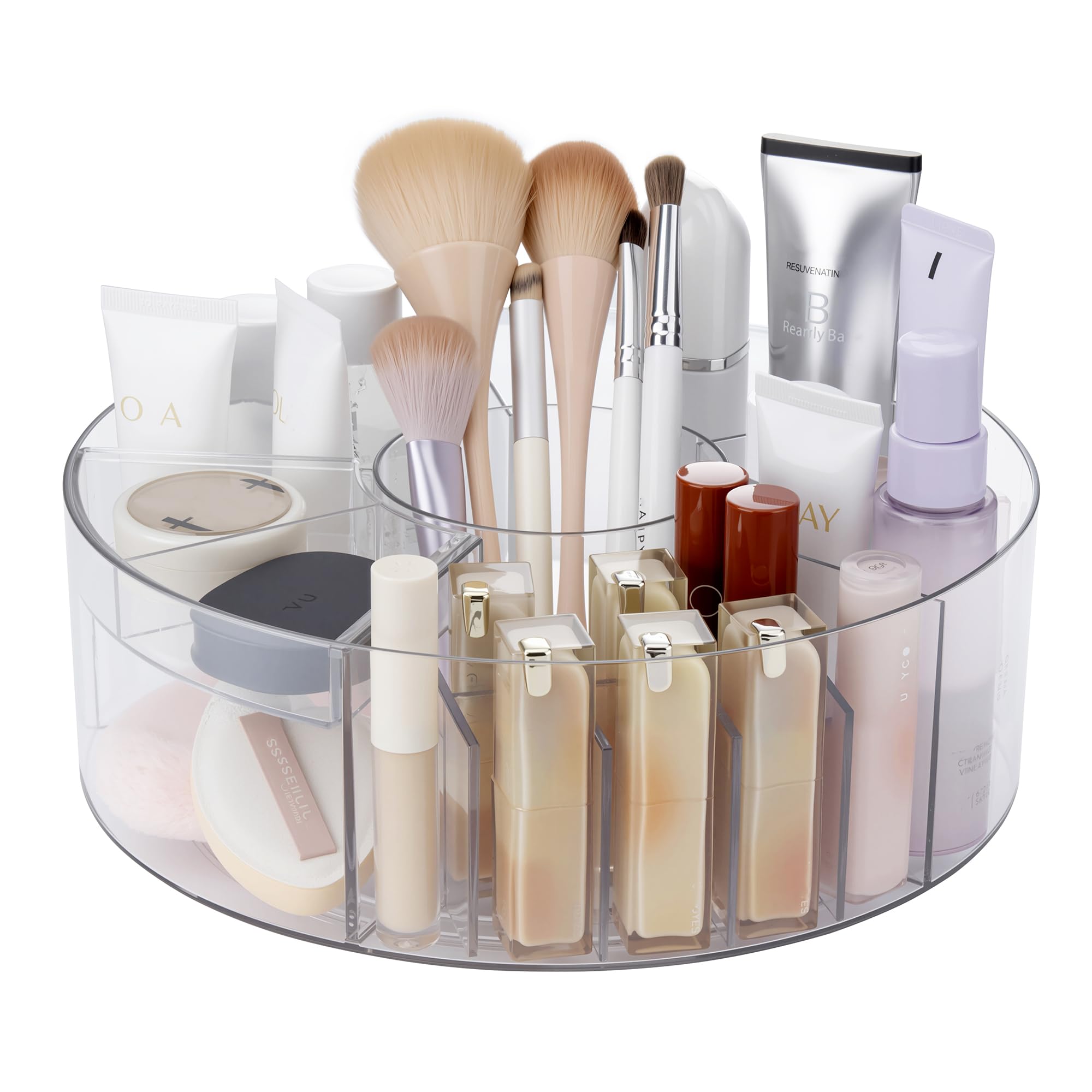 Lonian 360° Rotating Makeup Organizer, Adjustable Acrylic Cosmetic Storage, Cosmetic Organisers and Spinning Makeup Stand for Beauty Skincare
