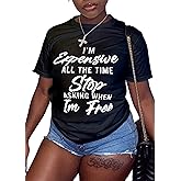 Hilinker Women's Funny Graphic Tees Summer Cute Tops Casual Loose Short Sleeve T Shirts