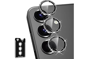 Avocase for Samsung Galaxy S24 Plus Camera Lens Protector, Individual Metal Ring Tempered Glass Lens Cover, [Strong Adsorption] Scratch Resistant Ultra-Thin HD Clear Lens Cover, 1 Set-Black Sparkly