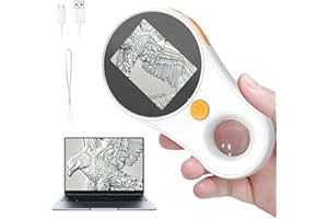 ASHFLY Microscope for Adult-2.0 Inch IPS Screen 100X Pocket Microscope, 3-Level Adjustable LED Lights Portable Handheld Mini Microscope,USB Connection to PC