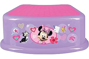 GINSEY Disney Minnie Mouse Happy Helpers Bathroom Step Stool for Kids Using The Toilet and Sink - Kids Step Stool, Potty Training, Non-Slip, Bathroom, Kitchen, Lightweight
