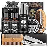 Beard Kit Birthday Gifts for Men Grooming &amp; Care w/Wash, Brush, Balm, Comb | Conditioner &amp; Oils, Straight Razor, Christmas Stocking Stuffer Valentines Fathers Gifts Basket for Dad Him Boyfriend Husband
