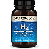 Dr. Mercola H2 Molecular Hydrogen - Supports Healthy Aging, Cellular Energy & Brain Health - with Elemental Magnesium - GMO-Free, Gluten-Free & Soy-Free - 90 Tablets (90 Servings)
