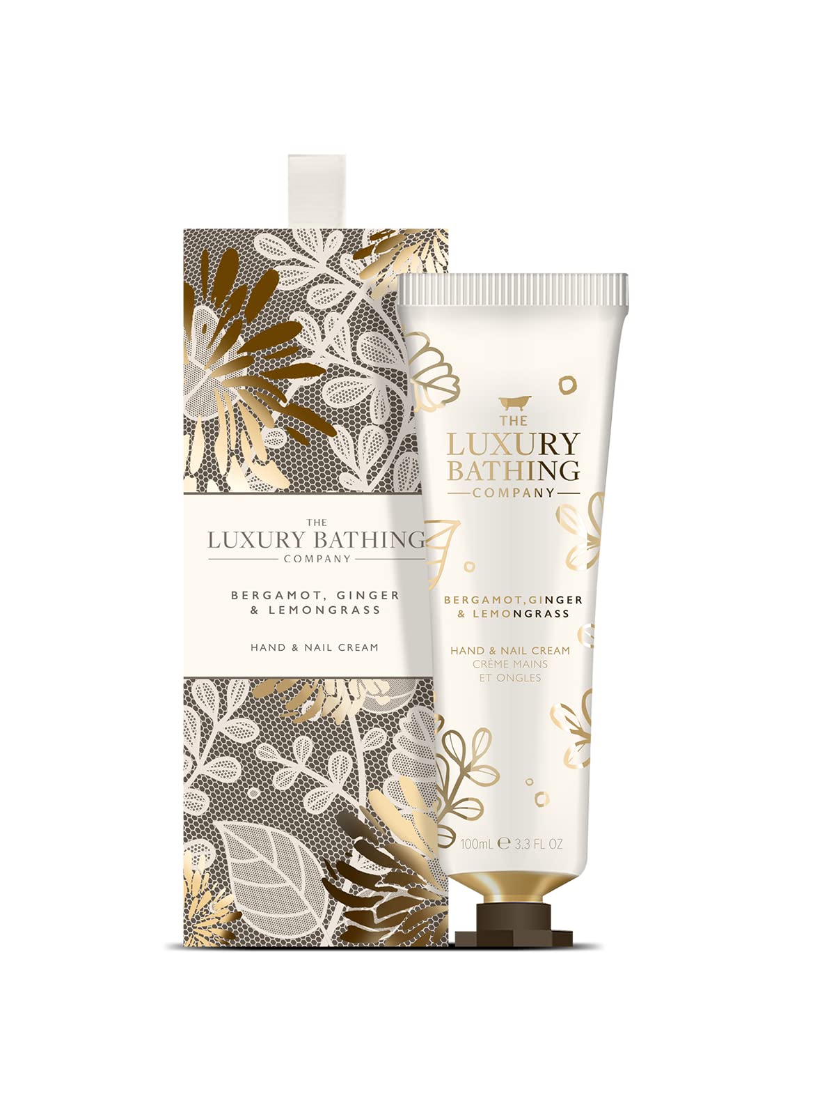 The Luxury Bathing Company - Bergamot, Ginger & Lemongrass - Luxury Hand & Nail Cream - Gift For Women, Birthday, Christmas Keepsakes Boxes Gift Set - Vegan Friendly and Cruelty Free