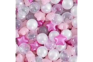 Heopeis Star Ball Pit Balls for Toddlers，50 100 200 500 Plastic Balls with Stars Phthalate Free BPA Free for Playhouse, Baby Pool, Play Ball Fun Centers, for Babies, Kids, Toddlers 1-3 Indoor Outdoor