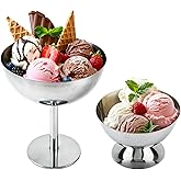 Hapivida 2Pcs Stainless Steel Ice Cream Cup, Sauce Bowls Mini Serving Dessert Bowls Cups Round Footed Yogurt Snack Candy Cups