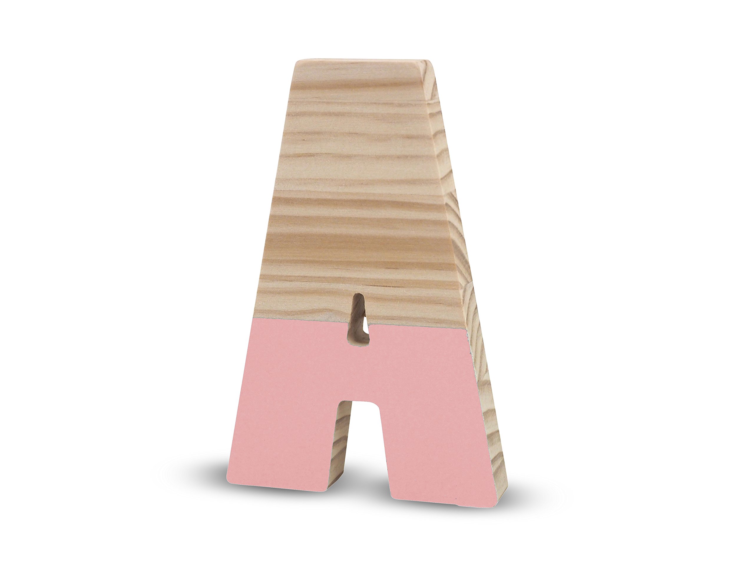 La Lluna La Lluna0211000-A Semilacquered Pine Letter A, Pink