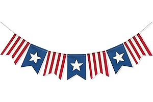 Uniwish American Flag Bunting Banner 4th of July Decorations, Patriotic Stars and Stripes American Independence Day Indoor Outdoor Hanging Sign