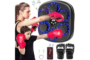 YOEYOU Music Boxing Machine, Upgraded Music Boxing Machine for Kids & Adults, Smart Bluetooth Boxing Machine Wall Mounted with LED, 9 Modes & 9 Speeds, Punching Workout Machine with Boxing Gloves