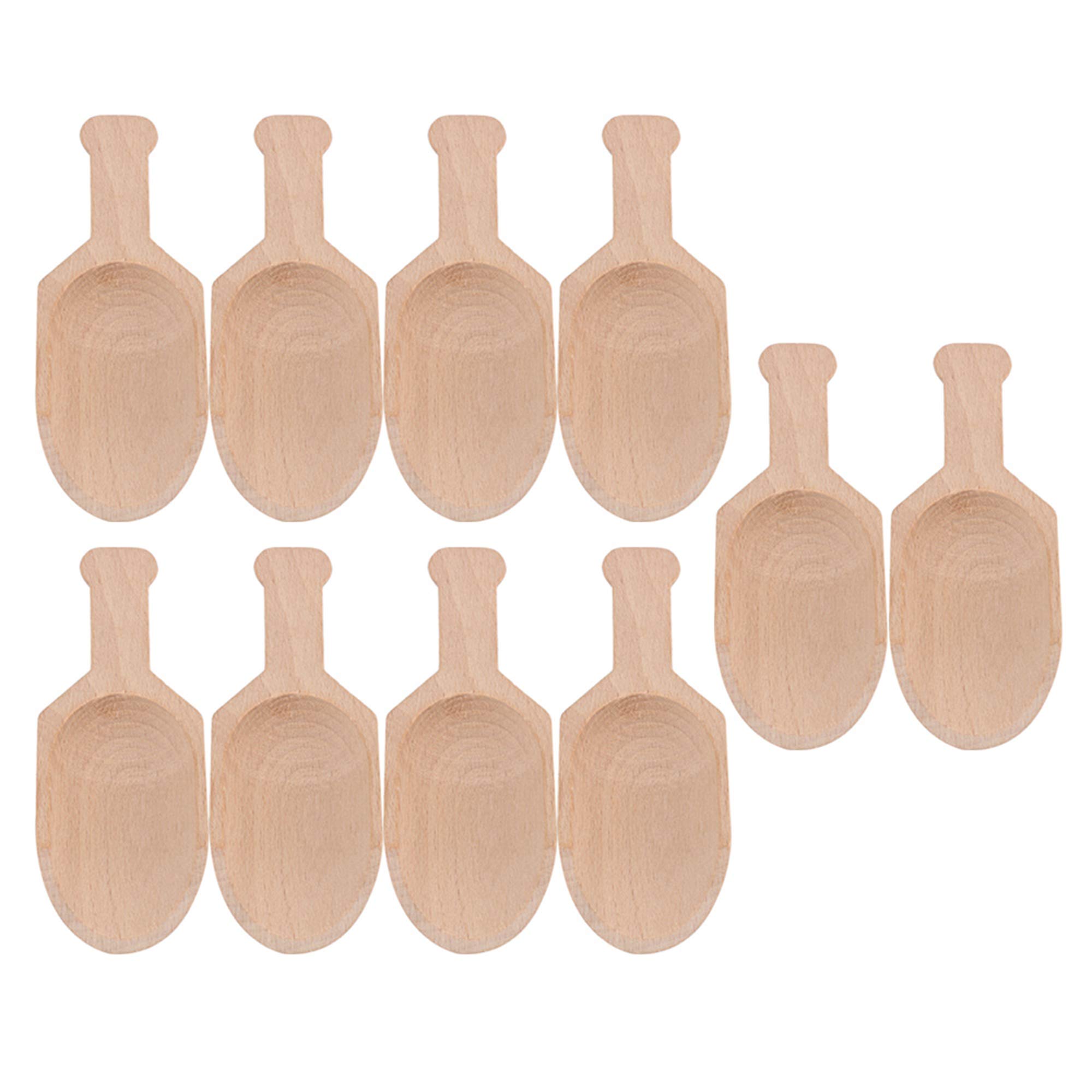 RDEXP 3 Inch Unfinished Wooden Scoops Spoon Sugar Salt Seasoning Scooper for Spices Parties Home Kitchen Tool Set of 10