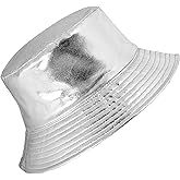 Eigso Unisex Fashionable Wild Camping Bucket Hat Sun Protection Flexible Fold Furry Metallic Finish