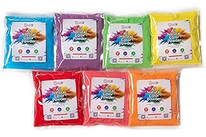 Kulture Khazana: Holi Color Powder - 100gm Bags, 7 Pk - All Natural, Washable, Biodegradable, Non-Toxic, Festival of Colors, Fun Run, Parties, Outdoor