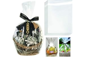 AnapoliZ Clear Cellophane Wrap Bags | (10 Pcs) X-Large 24”in X 30”in | 2.5 Mil Thick Crystal Clear Cello Bag | Clear Cellophane Basket Bags Large | Cellophane Bags for Baskets | Basket Wrapping Bags