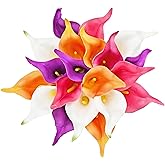 ONLY ART Artificial Colorful Calla Lily 20pcs – 13.5" PU Faux Flowers with Flexible Stems, Soft Texture, for New Year and Valentine's Day Home, Wedding & DIY Decor