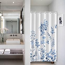 AWERT Small Half Size Stall Shower Curtain with 6
