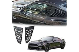 NINTE Window Louvers Guards Shades Fit for Ford Mustang 2015 2016 2017 2018 2019 2020 2021 2022 2023 Carbon Fiber Style ABS P